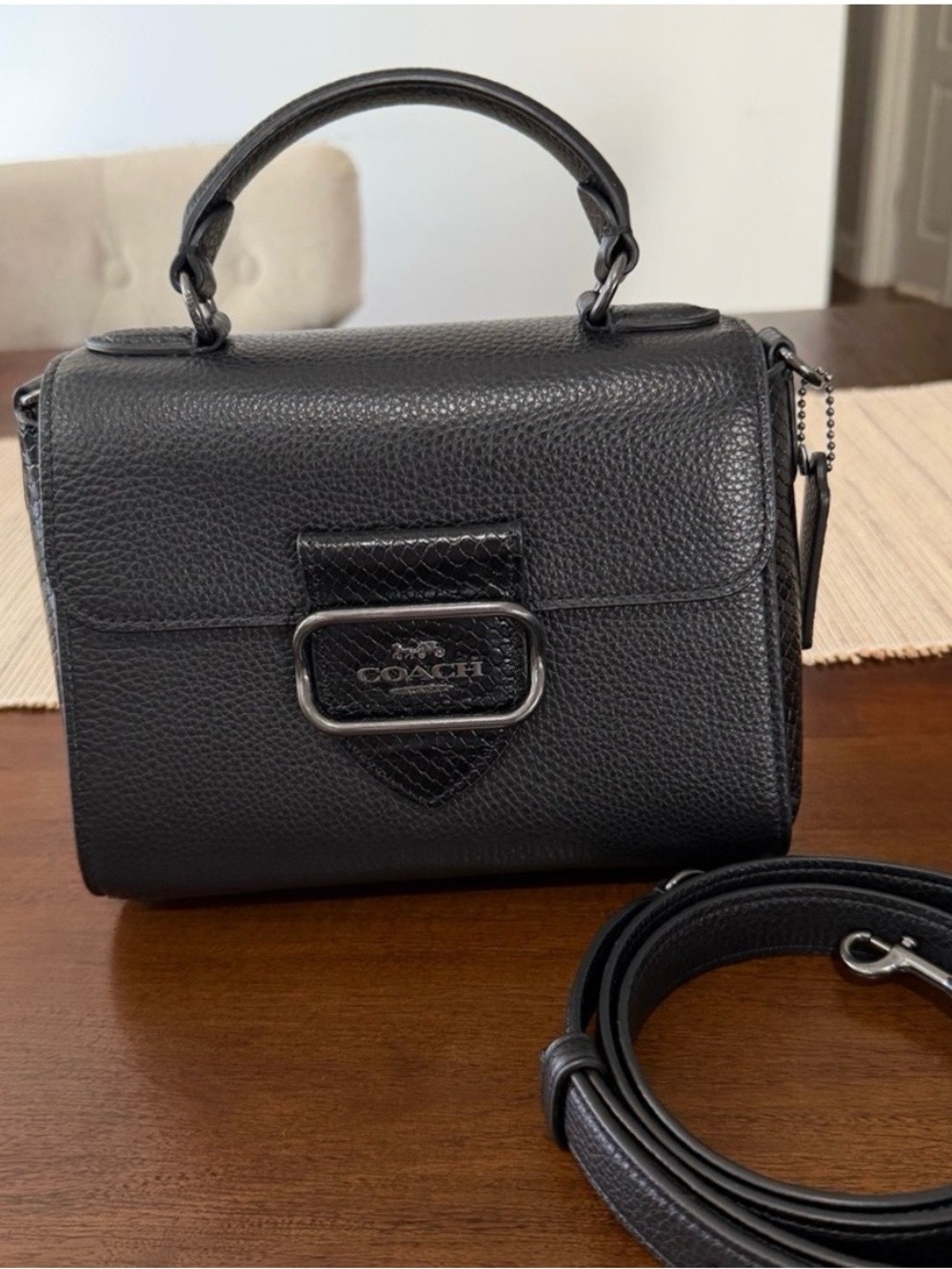 Coach Black Pebbled Leather Mini Satchel Crossbody